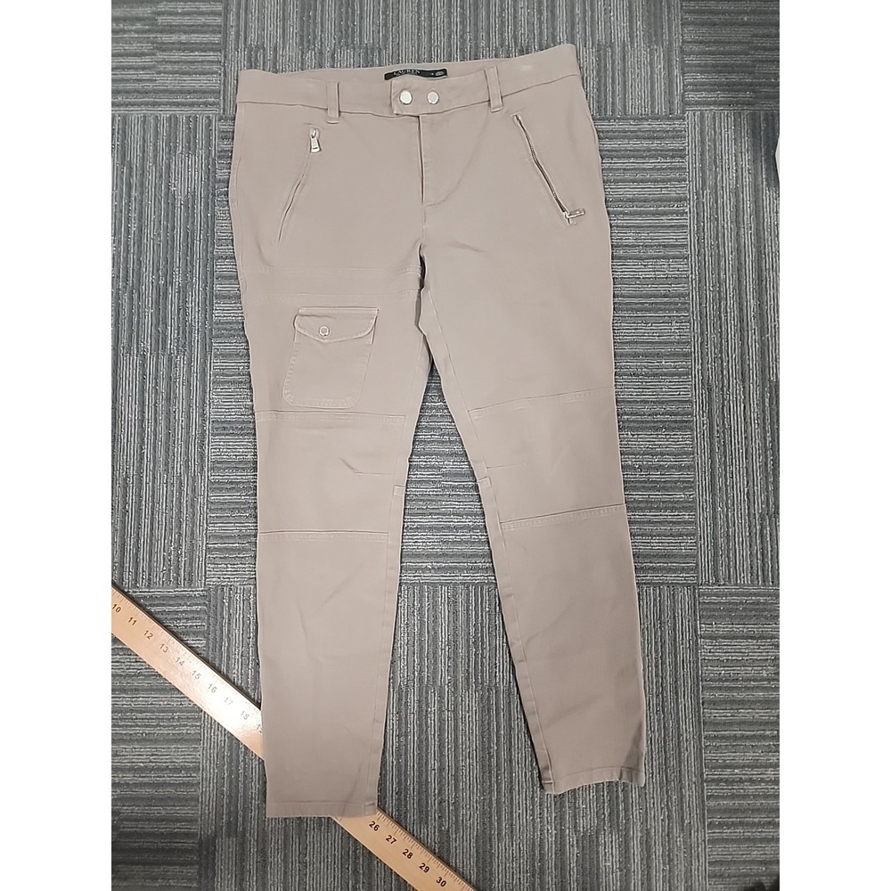 Ralph Lauren Jenikin Straight Stretch Truffle Mid-Rise Cargo‎ Pants 12